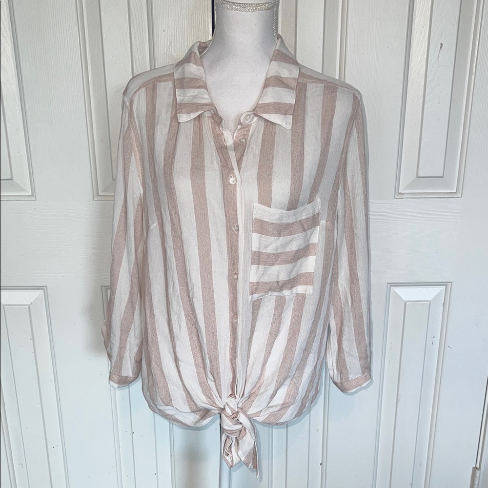 Mix  Striped Button-Down Shirt